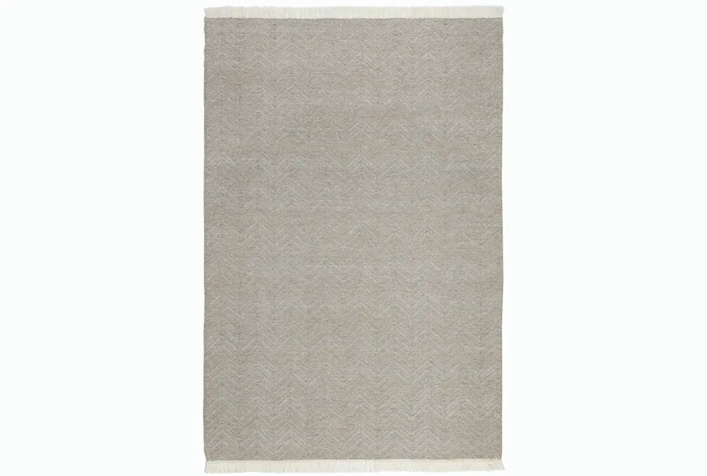 5'x8' Indoor/outdoor Fabric Rug- Dune Herringbone Print With Fringe | Low Pile | Rectangle