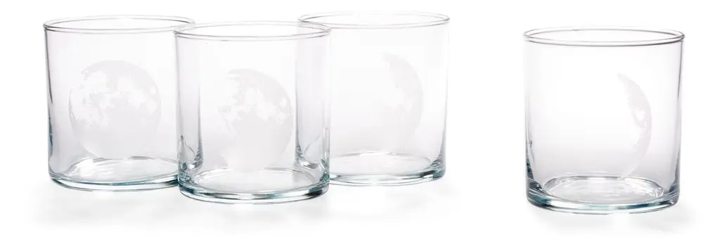 Asst. Of 4 Moon Phases Dof Glasses, Clear