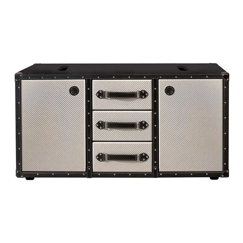 Traveler Double Bath Cabinet, Hand Engraved Leather