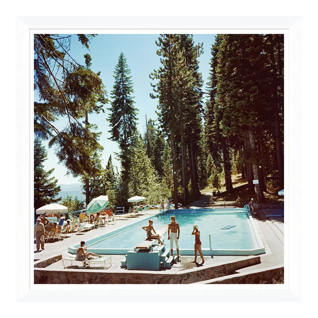 Slim Aarons, "Pool At Lake Tahoe," January 1, 1959 Getty Images Gallery Framed Art Print