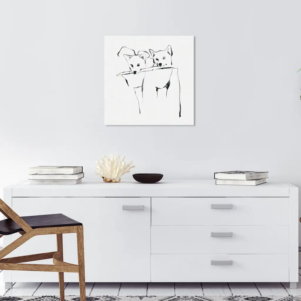 Wynwood Studio Canvas Animals Stick For Two Black And Modern & Contemporary Wall Art Canvas Print - 30 X 30