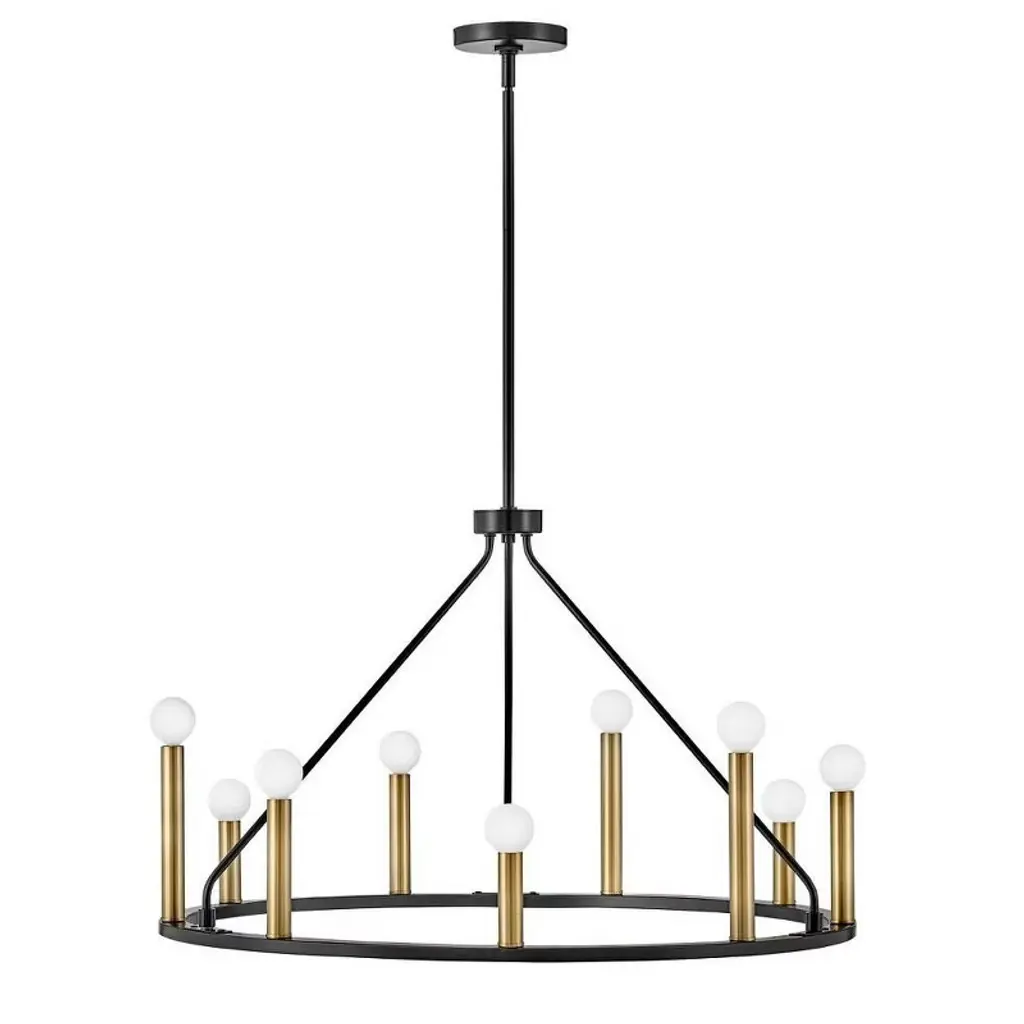 Lark Lazlo 9 - Light Chandelier In  Black/lacquered Brass