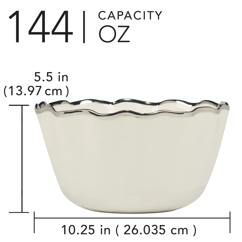 Certified International Regency Silver 144 Oz. Deep Bowl 10.5" X 5.5" - 10.25" Diam X 5.5" - Silver - 10.25" Diam X 5.5"