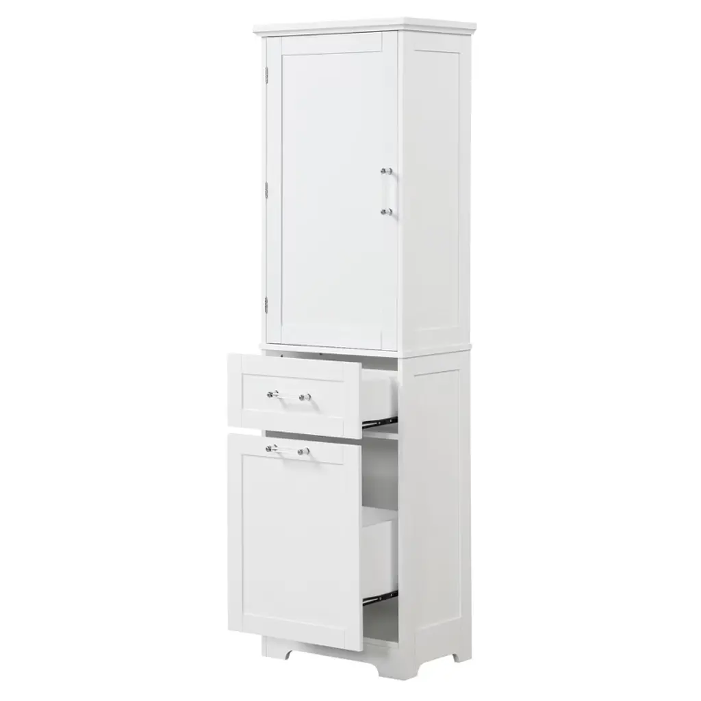 Ridstar 68.4 In. H White Bathroom Storage Cabinet With Drawer And Adjustable Shelf